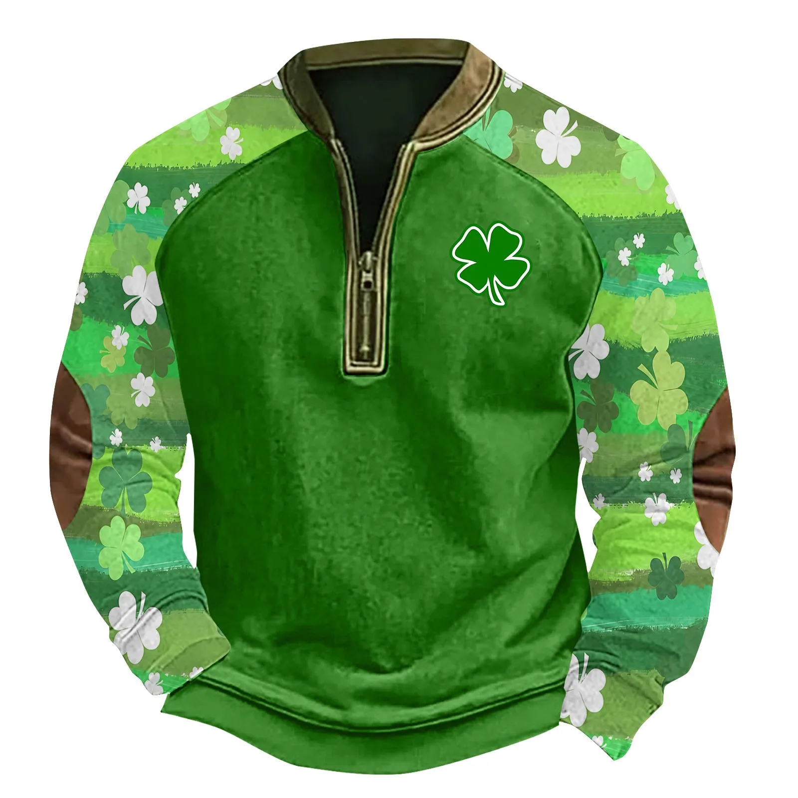 Men's 3D Printed Clover Hoodie with Quarter Zip