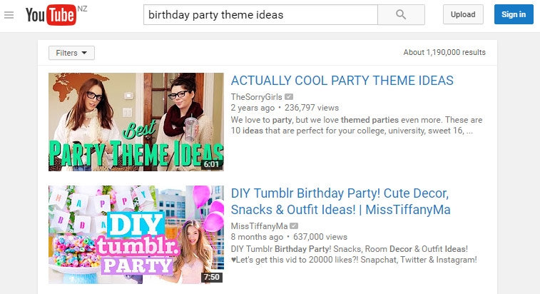 YouTube marketing party supplies