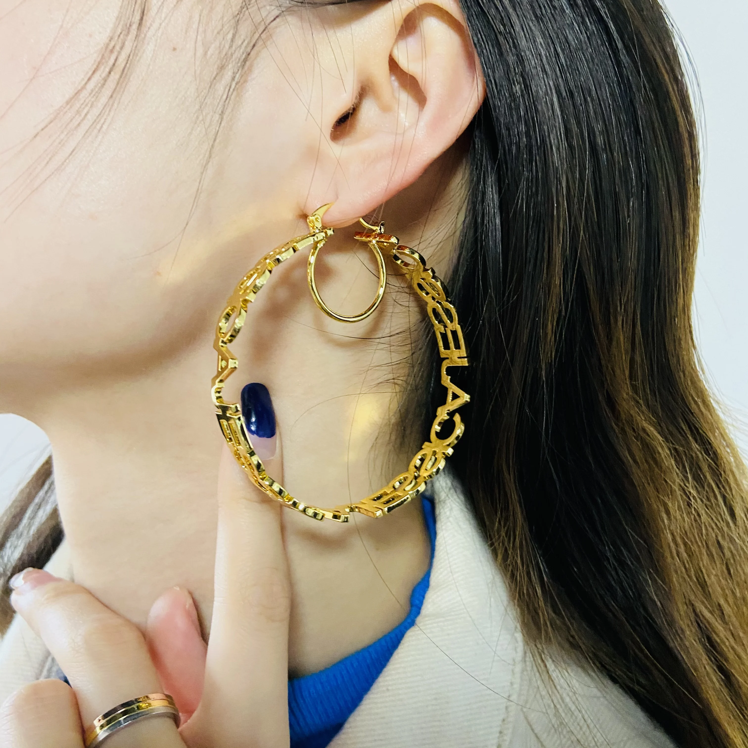 Personalized Gold Hoop Name Earrings for Women