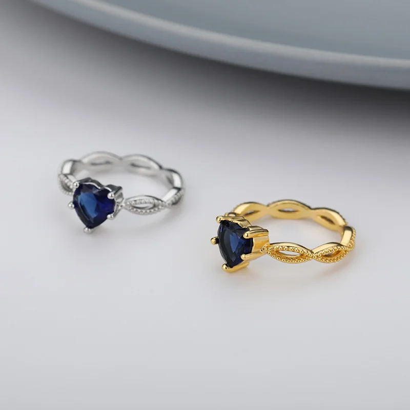 Blue Zircon Women's Ring Aesthetic Couple