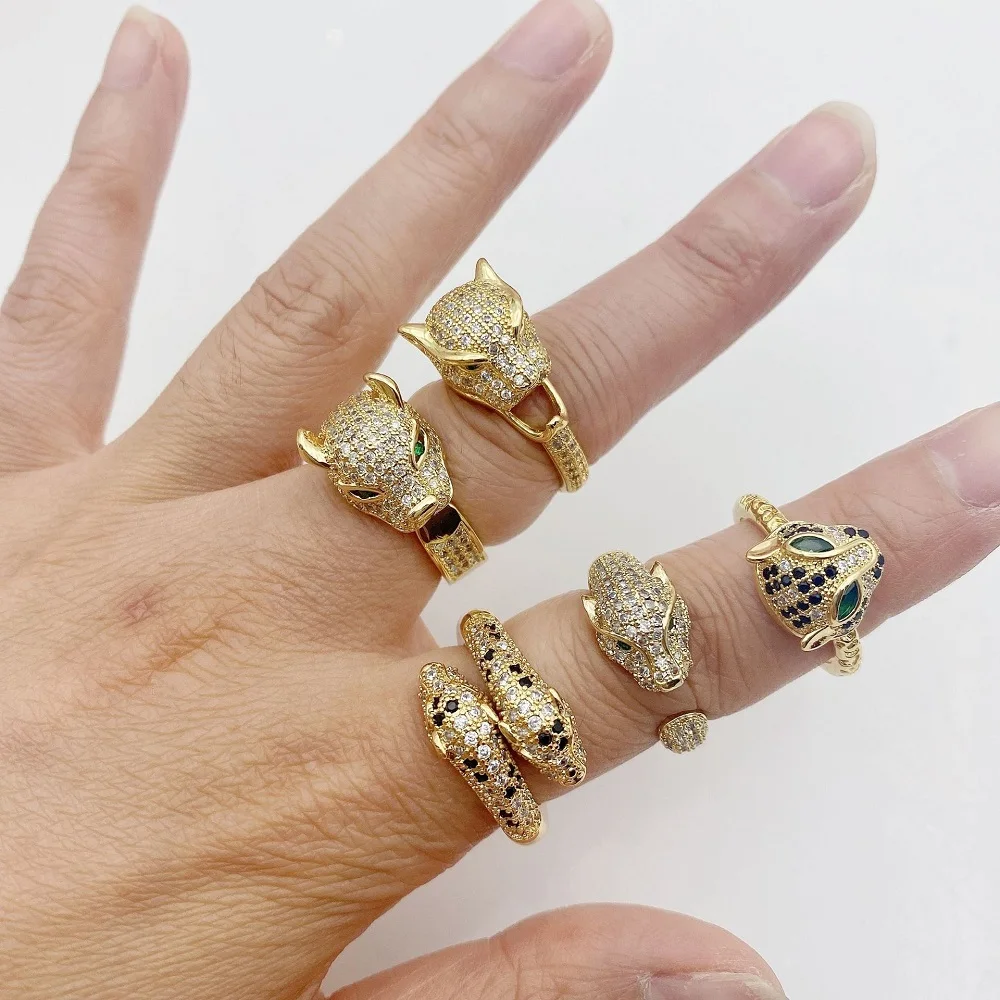 Luxury Adjustable Zircon Leopard Snake Ring