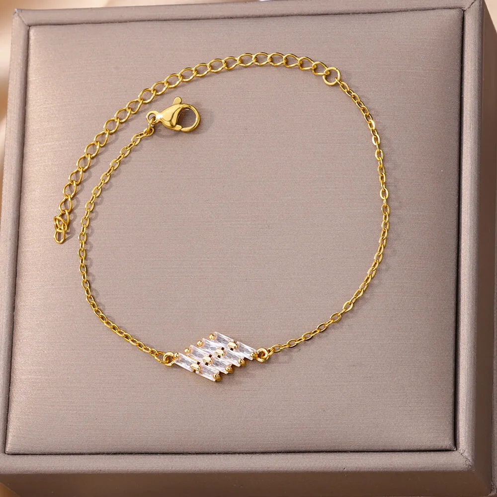 Elegant Zircon Stone Gold Bracelet Wedding Jewelry