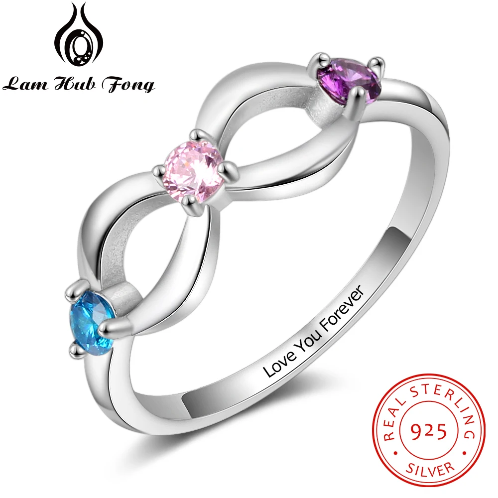 Custom 925 Sterling Silver Infinity Birthstone Ring