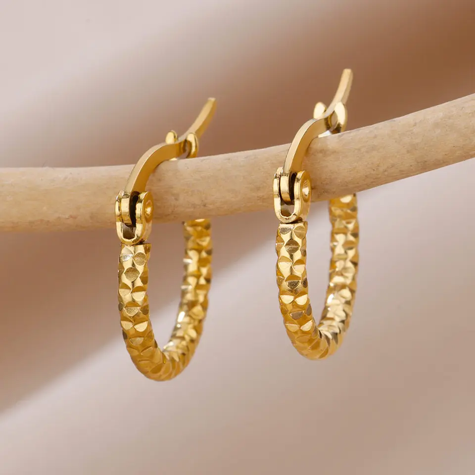 Gold Color 316L Stainless Steel Hoop Earrings