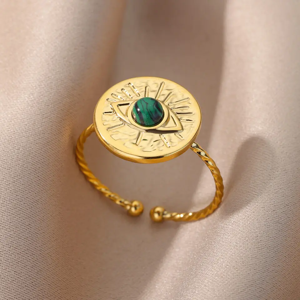 Turkish Eye Opal Rings: Gold Aesthetic Jewelry