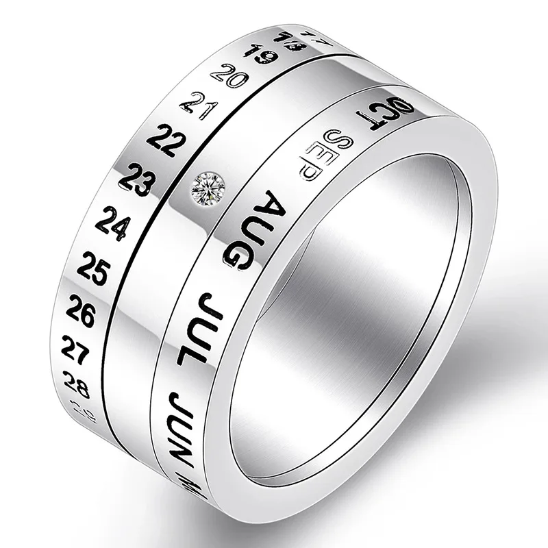 Rotating Calendar Date Fidget Spinner Ring